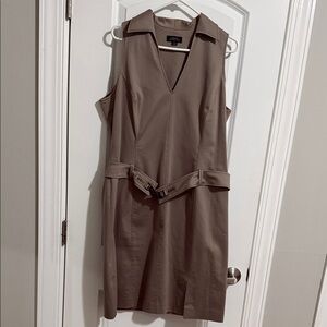 Chic Tan Midi Dress with Belt